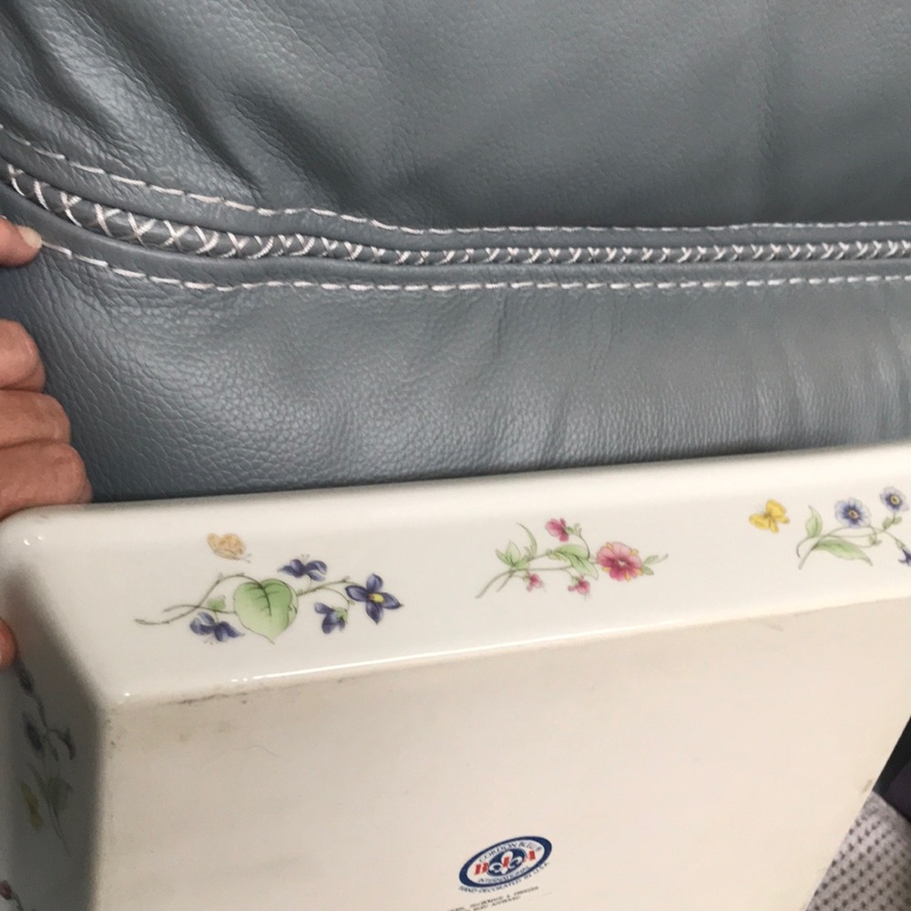 BIA rectangular baking dish with floral design.